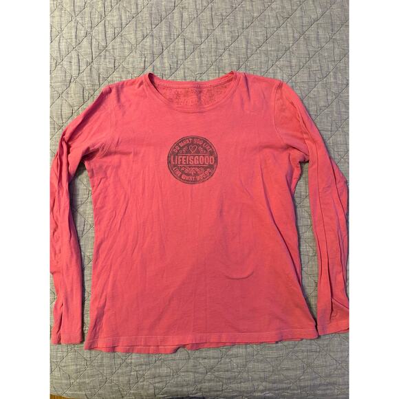 Life Is Good Women’s Pink Long Sleeve Graphic Tee Do What You Like Size M - Picture 2 of 11
